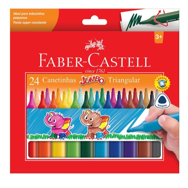Canetinha Triangular Jumbo 24 Cores - Marca Faber Castell