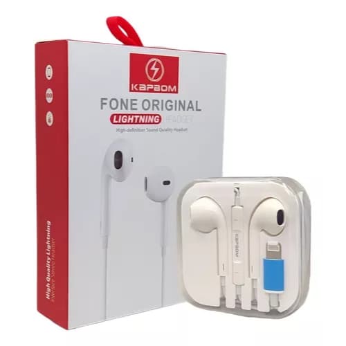 Fone De Ouvido Ios Kapbom Com Microfone Ka-700-5g Cor Branco Cor da luz Azul