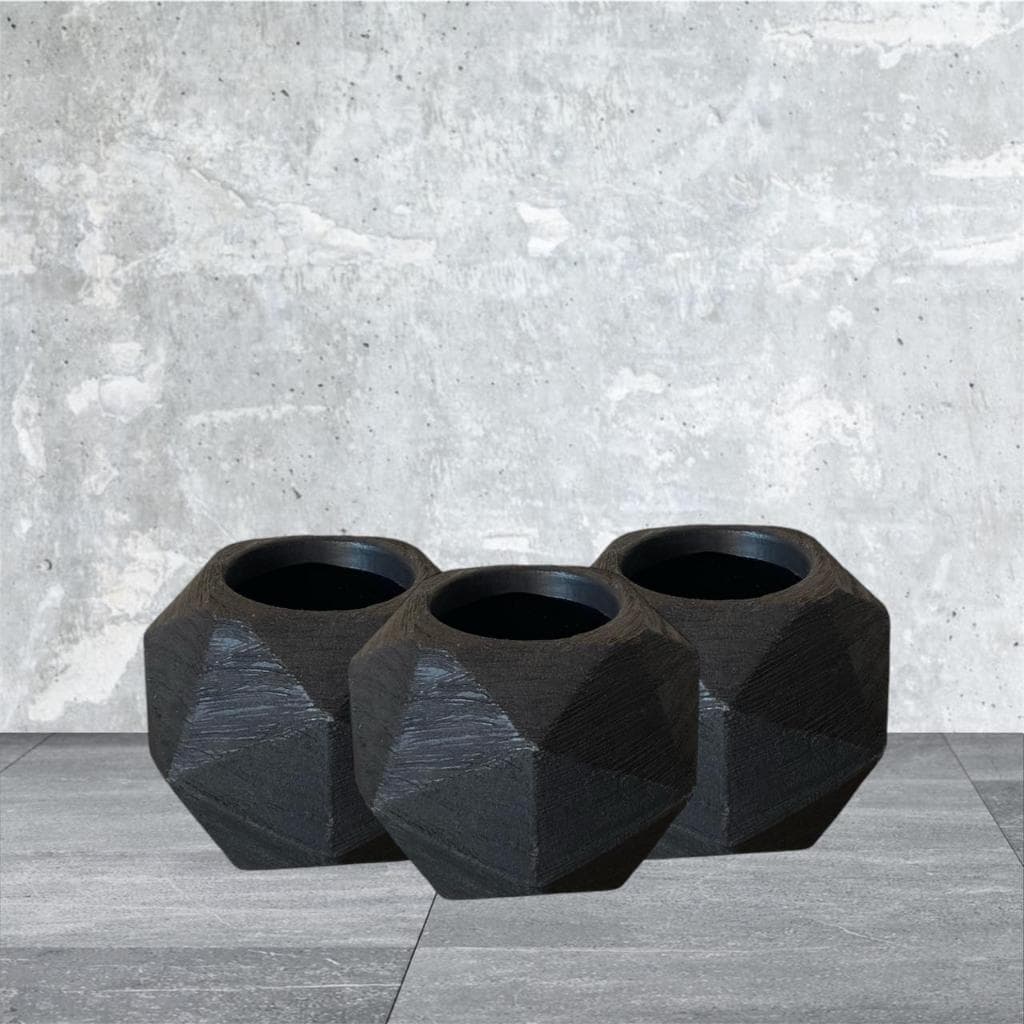 Kit 3 Vasos para Plantas Decorativo Esfera Nº1 Diamante em Polietileno