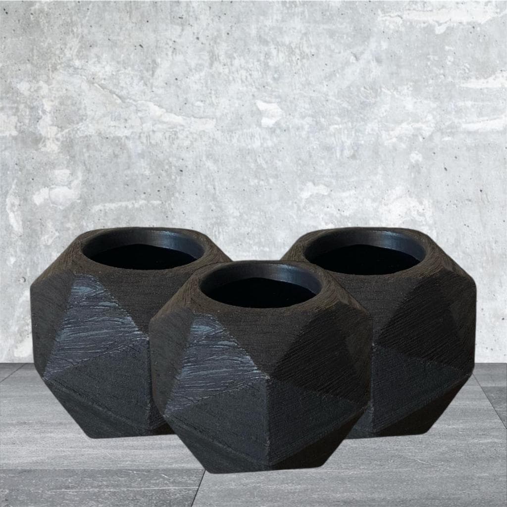 Kit 3 Vasos para Plantas Decorativo Esfera Nº2 Diamante em Polietileno