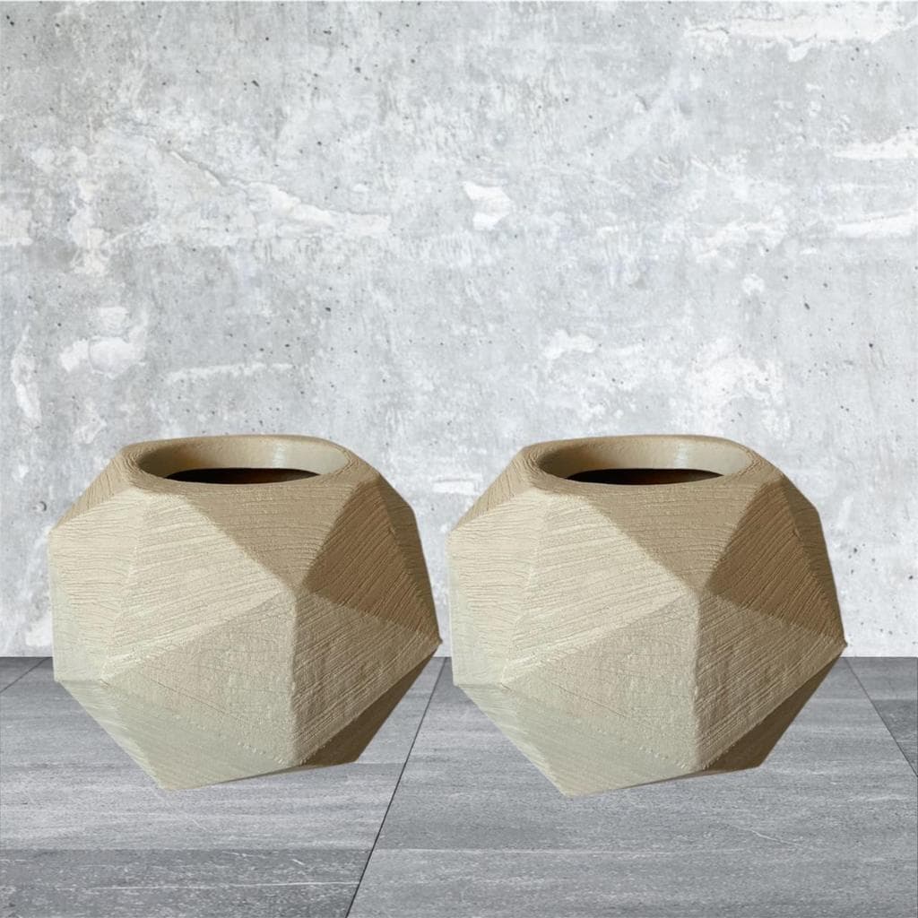 Kit 2 Vasos para Plantas Decorativo Esfera Nº3 Diamante em Polietileno