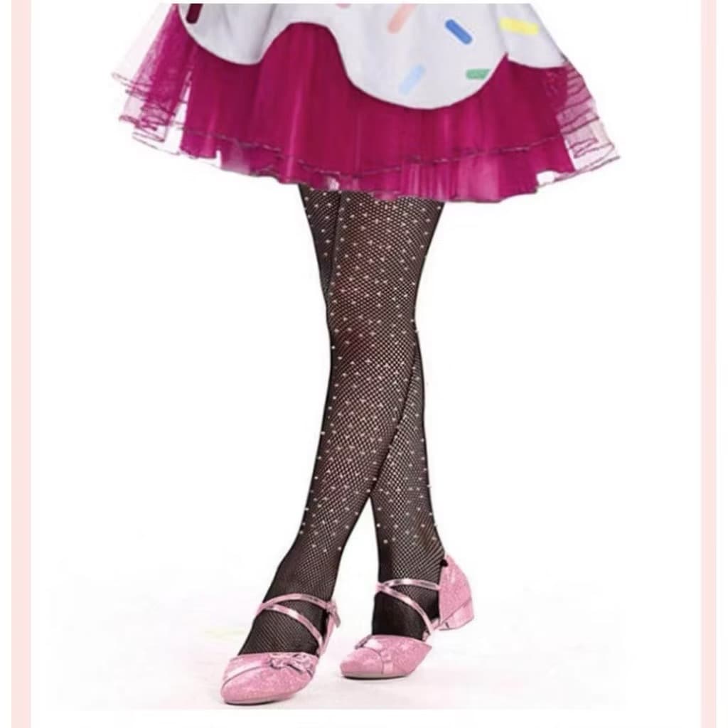 Meia Calça Infantil Arrastao Com Strass Brilho