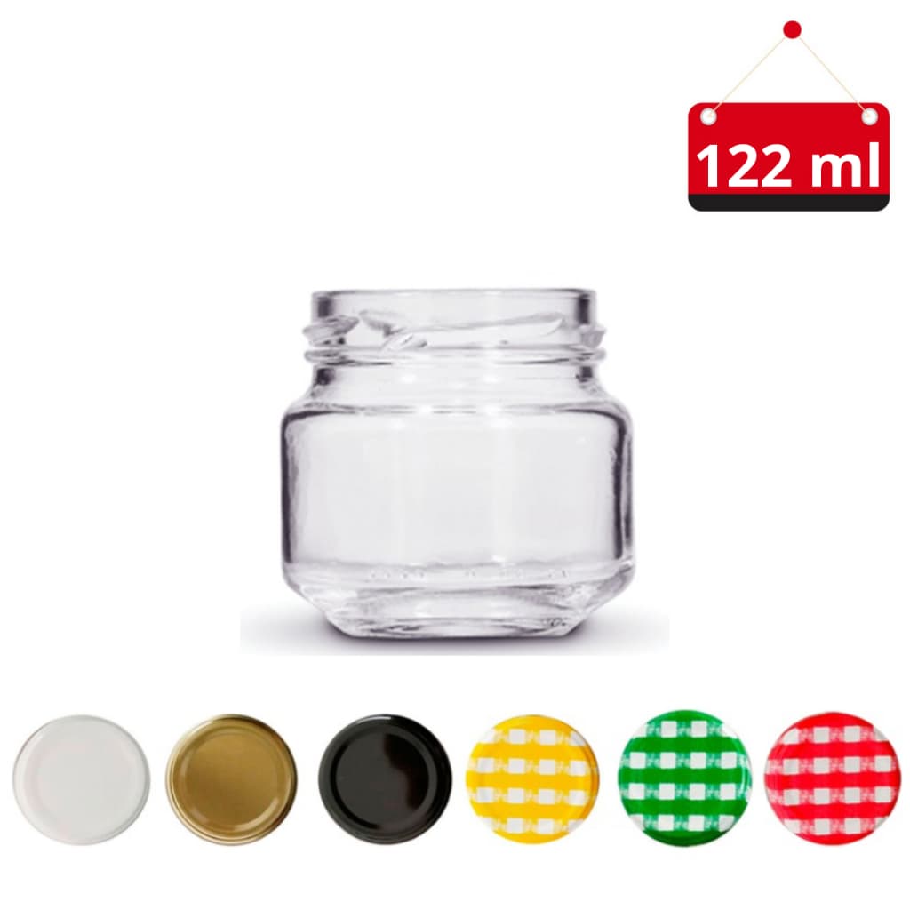 06 Un. Pote de vidro Pate de 122 ml com tampa e lacre