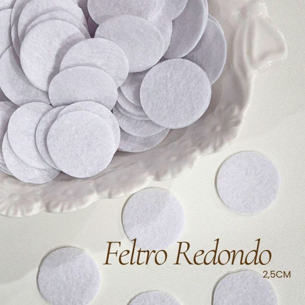 Feltro Redondo Cortado 2,5cm ou 3cm (Escolha a partir de 50 Unidades) para Acabamento de Laços
