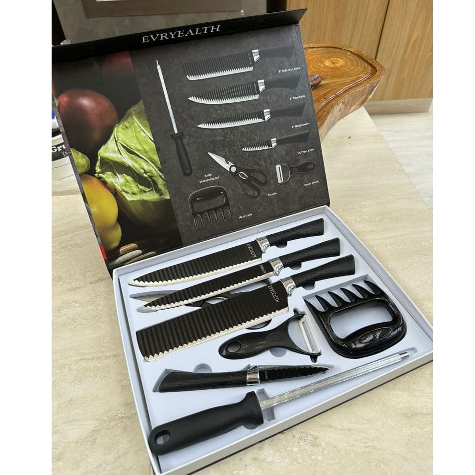 Conjunto De Facas Profissional 8 Peças Churrasco Inox
