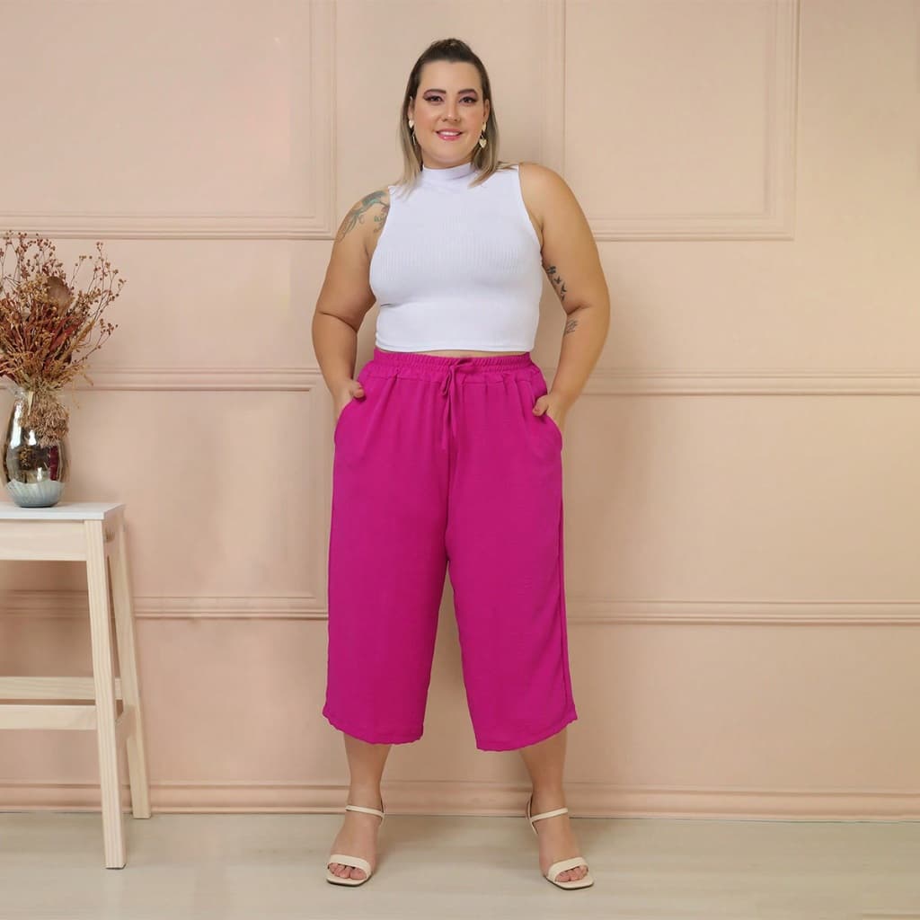 Calça Feminina Duna Pantacourt Tecido Duna Confortável Tamanho Plus Size G1 G2 G3 Modelo Verão