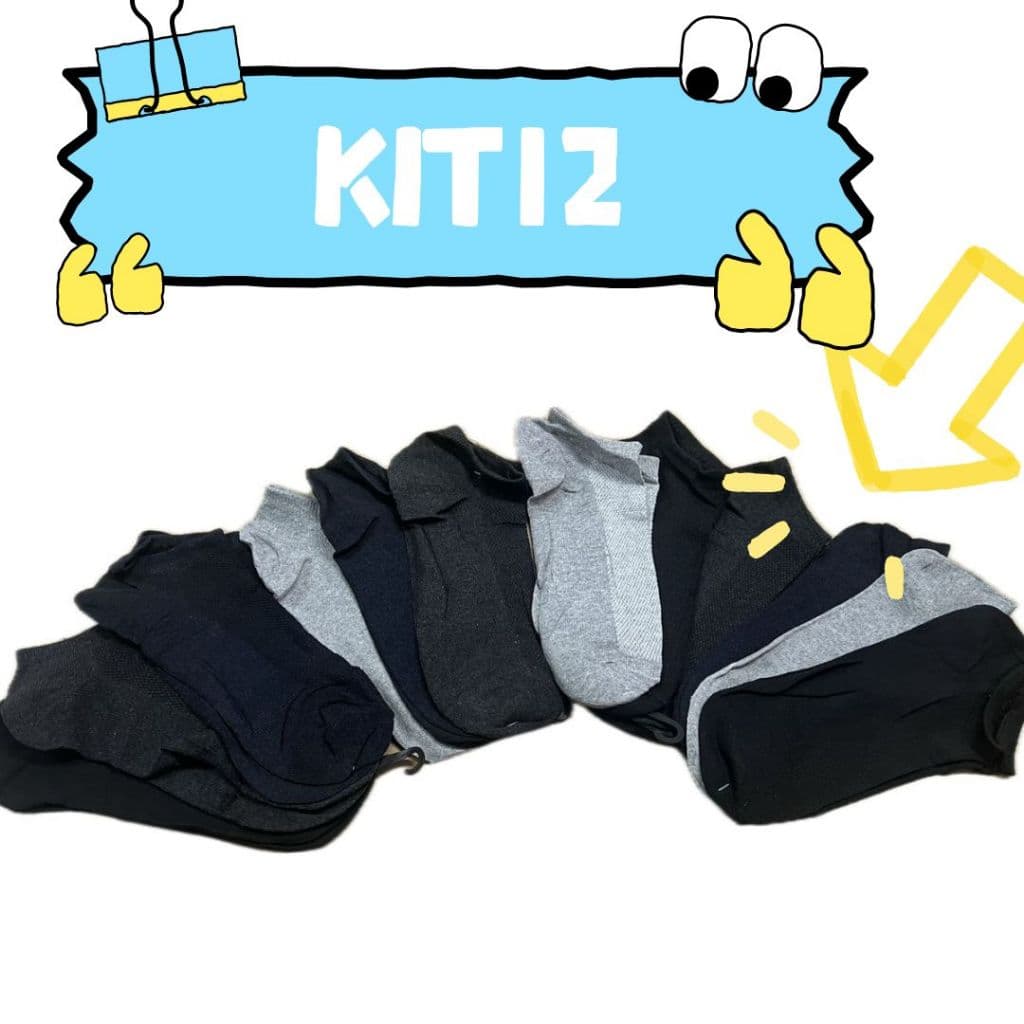 Kit6, 12 e 24 Pares Meia Masculino40-46 Varios Estampa Aleatorio cano baxio！