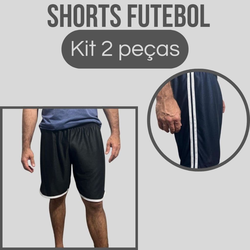 Kit Shorts masculinos futebol bermuda calção
