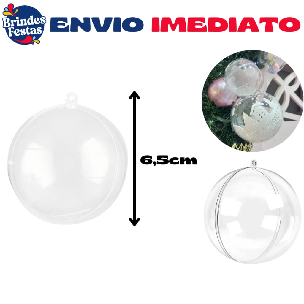 Kit 10 Esfera Acrílica 6,5cm - Bola Acrilico De Natal - Para Foto - Lembrancinhas -  Natal Novo