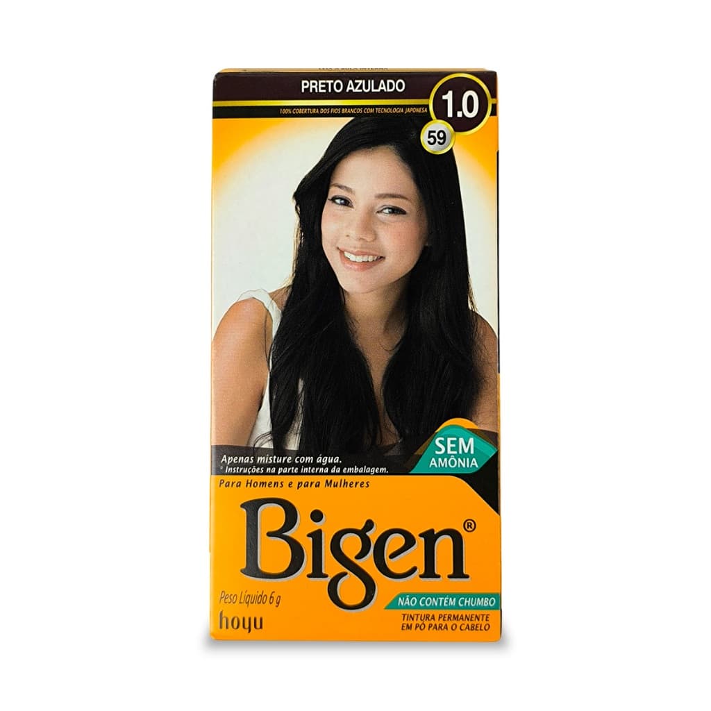 Tinta De Cabelo Coloração Preto Azulado 1.0 Bigen 6g
