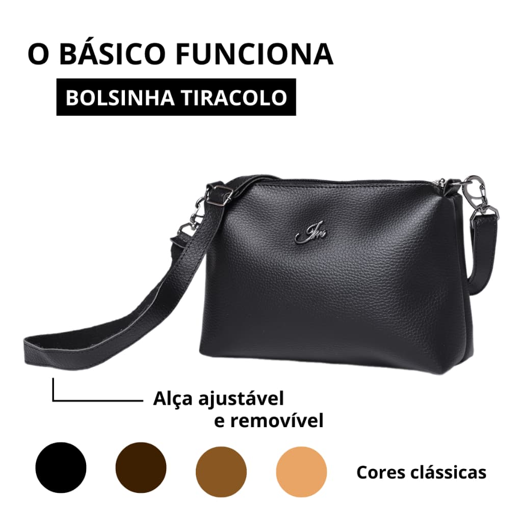 Bolsa Feminina Transversal Lateral Alça Com Regulagem Tira-colo Casual ou Necessaire Funcional