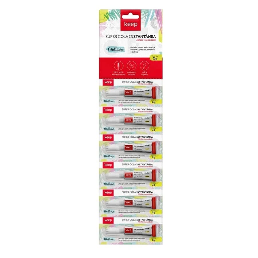 Super Cola Instantanea Multiuso Media Viscosidade 2g Keep 6 ou 8 ou 12 pçs - EI083