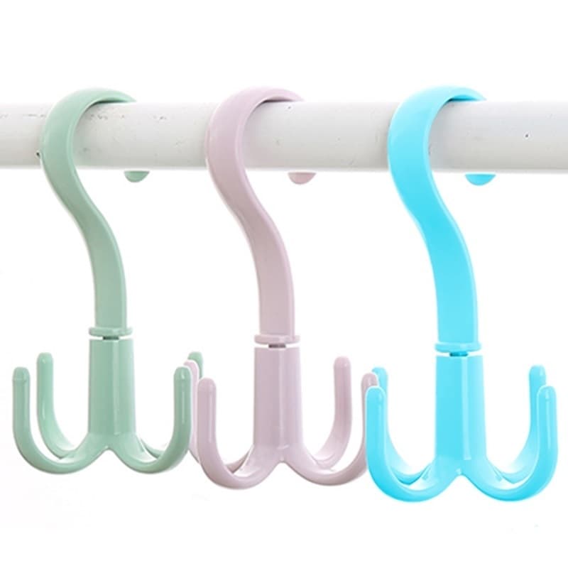 Cabide 4 Ganchos Multiuso Universal Multifuncional Giratório para Roupas, Tênis e Bolsas