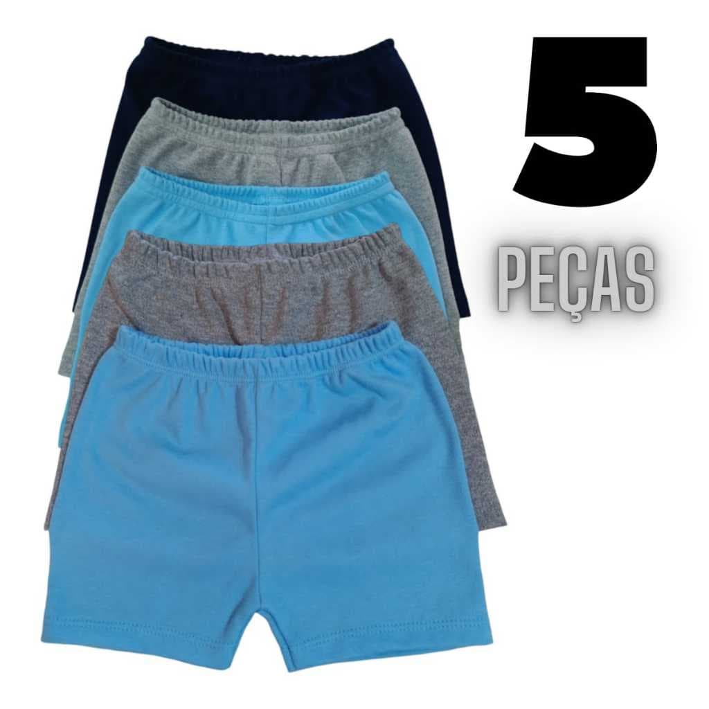 kit 5 Shorts De Malha Suedine Menino Tamanho P M G 1 2 3 4 6 Anos
