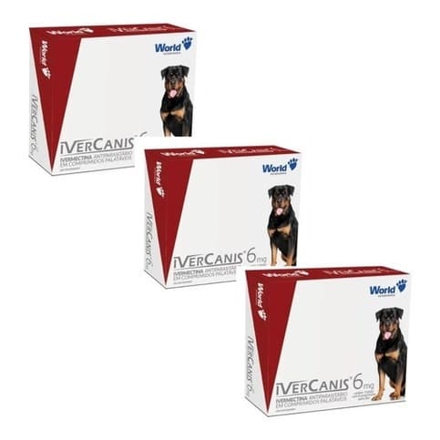 Ivercanis 6mg 3 a 6 Caixas Remedio Carrapato Pulgas Sarnas Vermes para Cachorro Até 6 Meses o Efeito