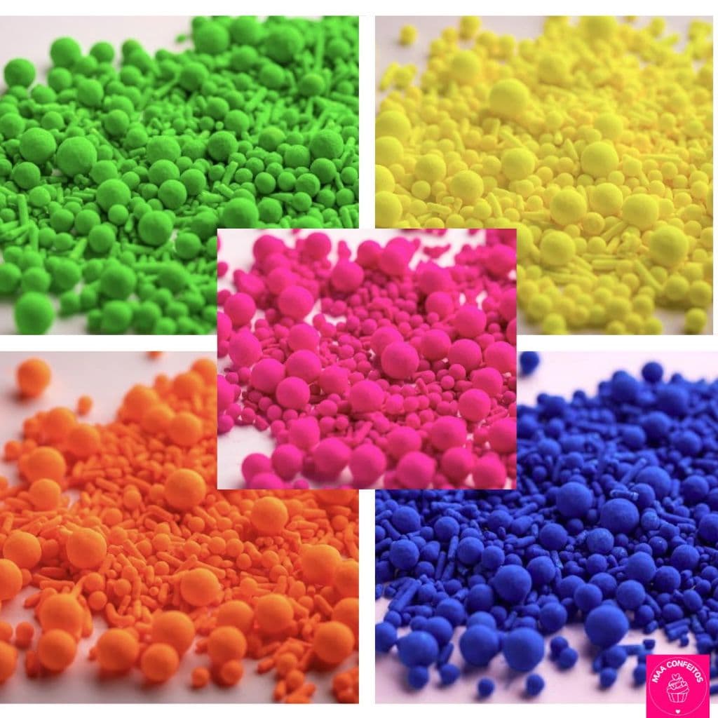 Confeitos de Açúcar Cores Neon Artesanais 100% Comestíveis Sprinkles Diversas Opções-Jady Confeitos