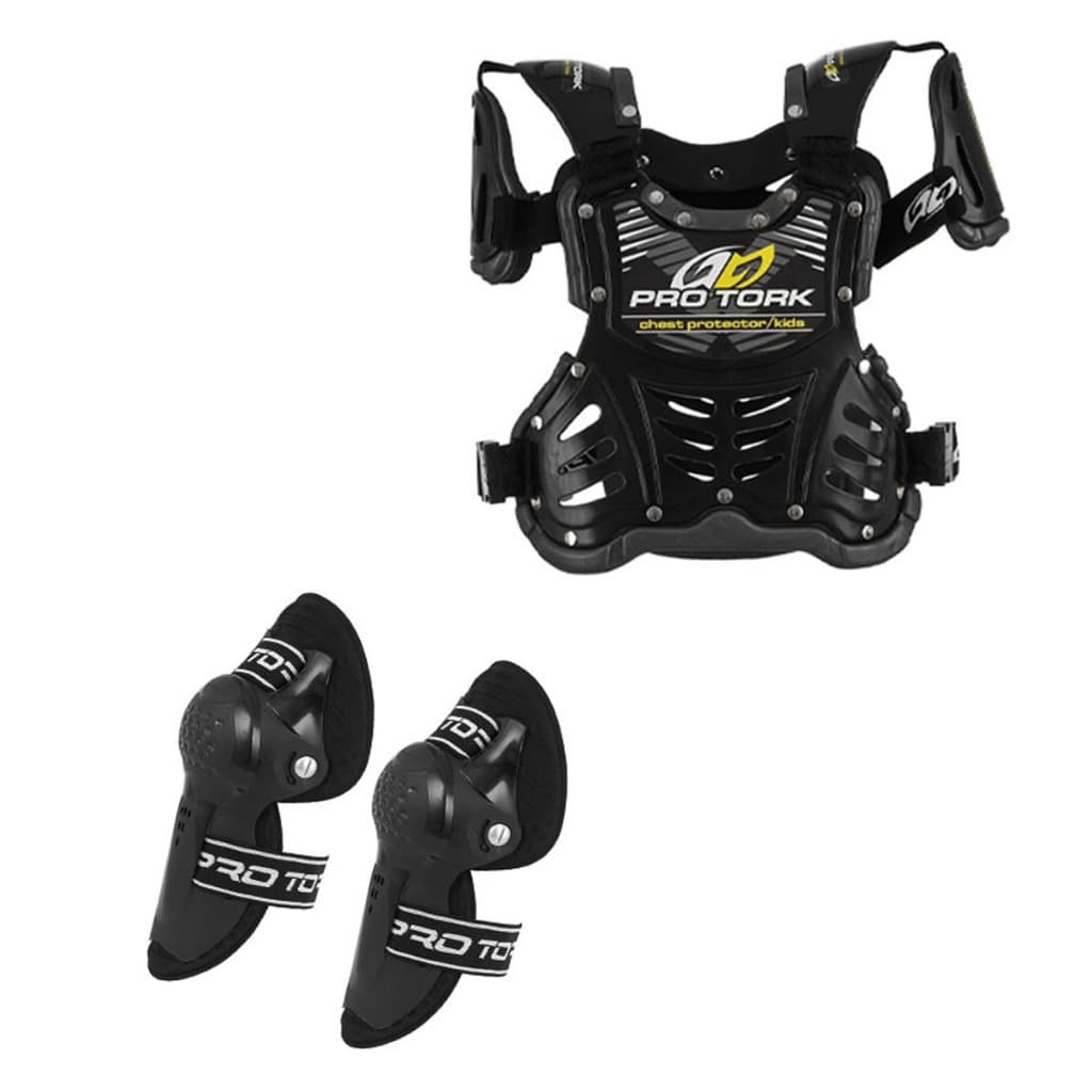 Conjunto Infantil Trilha MotoCross Bike Kit Criança Colete e Joelheira Protork