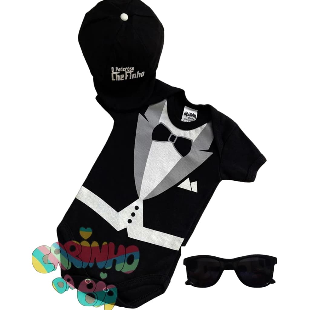 Body Fantasia Mesversário Bebê Menino Chefinho