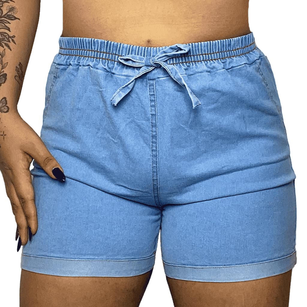 Short Jeans Lycra Feminino Do 34 Ao 56 Plus Size Cintura Alta Confortavel Tendencia Moda