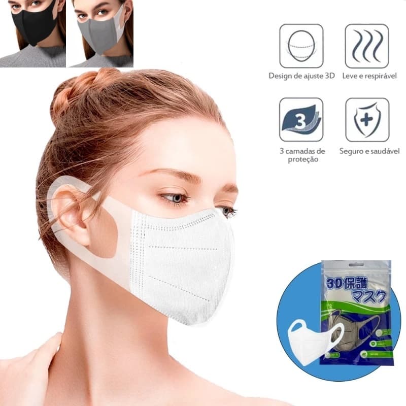 50peças Máscara Estereoscópica 3D Descartável Três Camadas Super Forte Proteção
