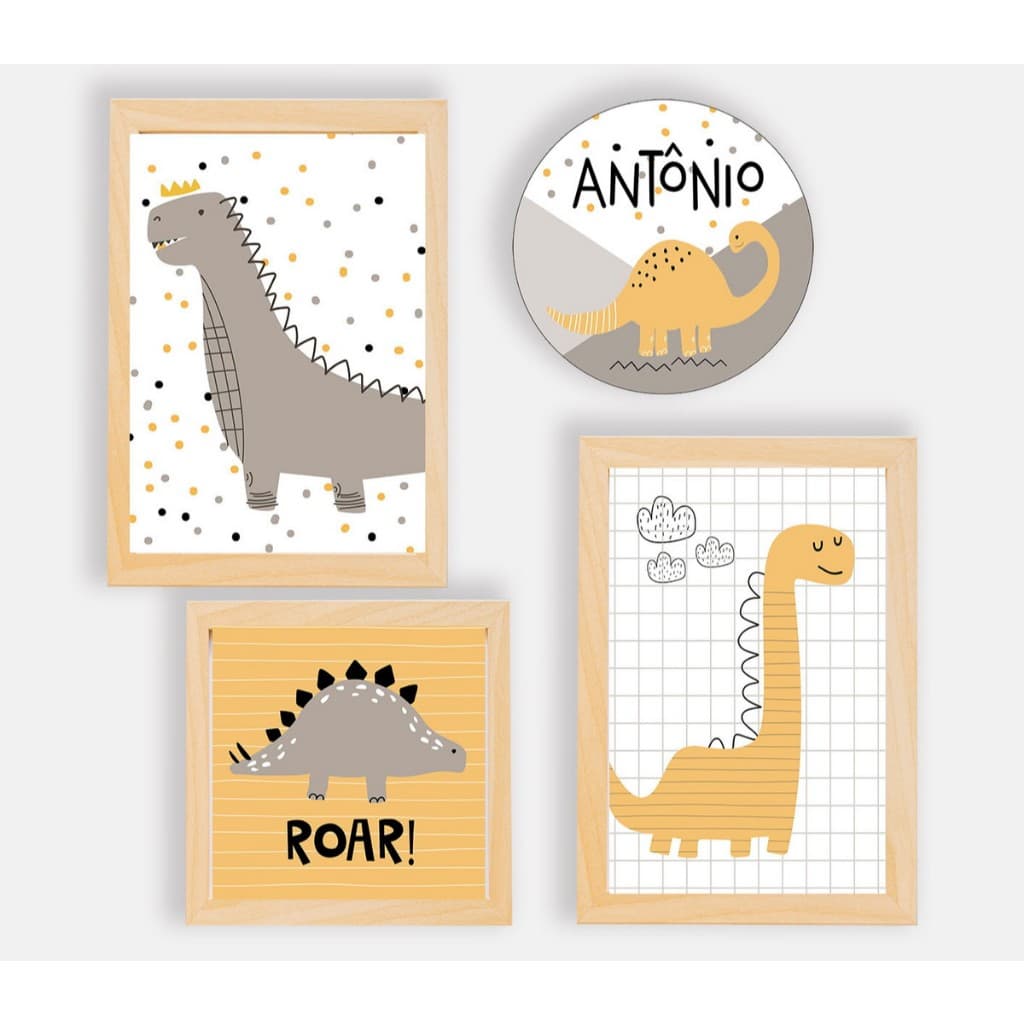 Quadros Decorativos Infantil Dinossauro Moderninho Nome Quarto