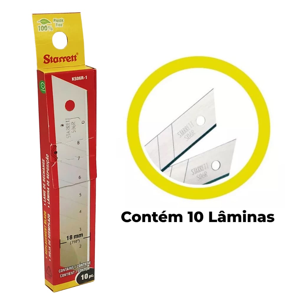 Kit Lamina Estilete Starrett Larga 18mm C/10 Ks06r-1