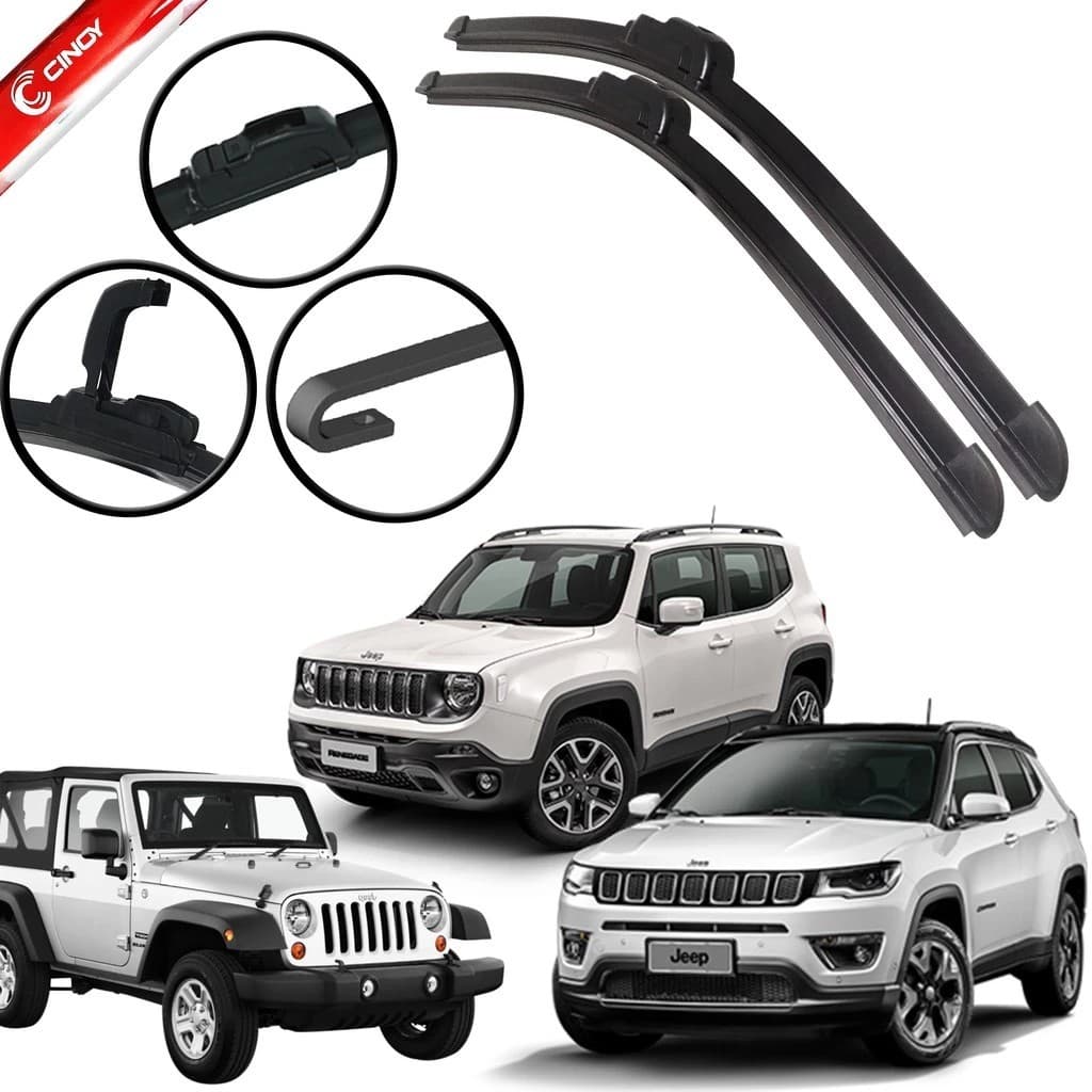 Palheta Limpador de Parabrisa JEEP RENEGADE 2016 a 2024 tipo Gancho (par)