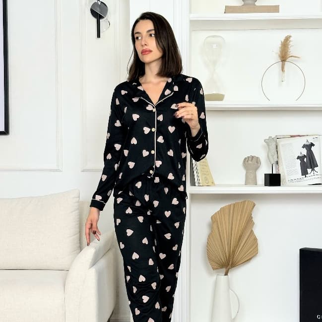 Pijama Americano Feminino Longo Inverno Amamentação Frio Estampas Variadas Malha Confortável de Frio