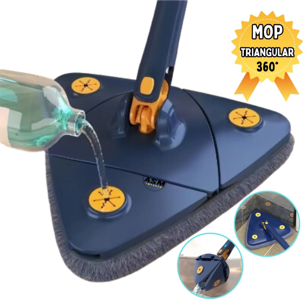 Mop Triangular Para Limpeza 360° Mop Giratório Rodo Esfregão Moderno e Funcional