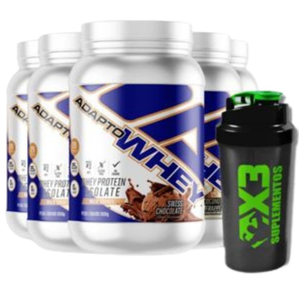 Adapto Whey 3W 912g (Diversos Sabores) - Adaptogen + Coqueteleira 600ml - X3 Suplementos.