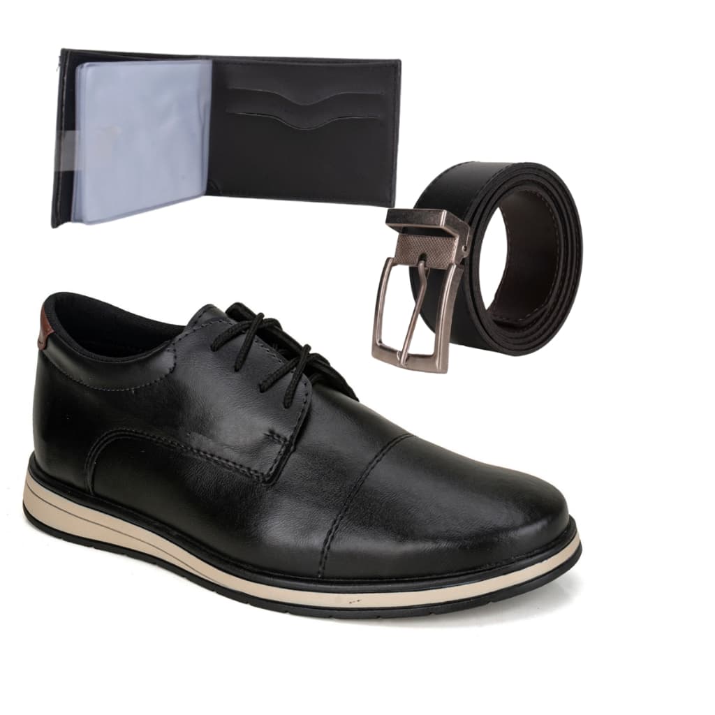 Kit Social, Mocassim Oxford  + Cinto Dupla Face 2 em 1 +carteira de brinde Moda Conforto e Estilo Rialis