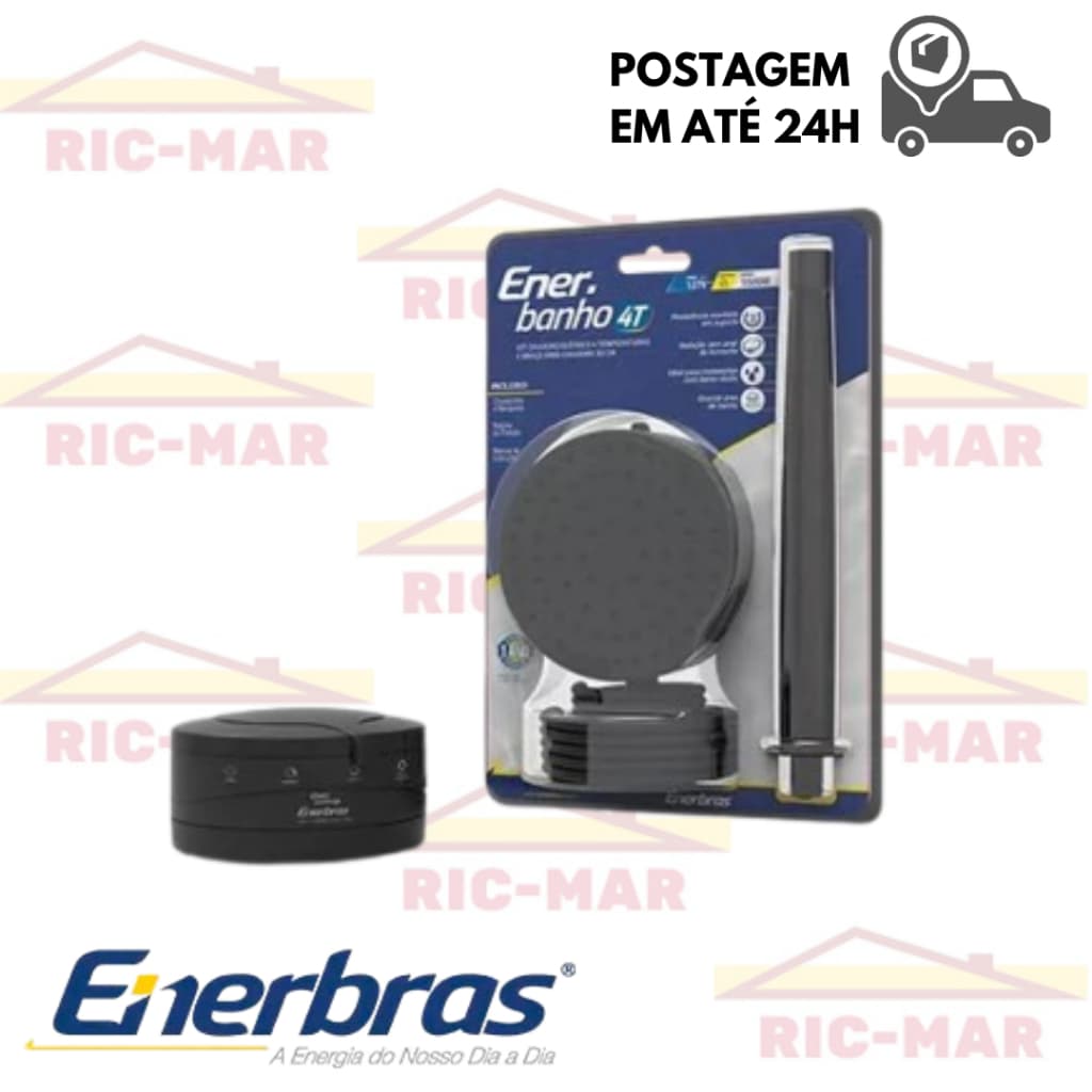 Chuveiro Elétrico 4 Temperaturas 220V 6800W Enerbanho 4T Enerbras com ou sem Cano 30cm