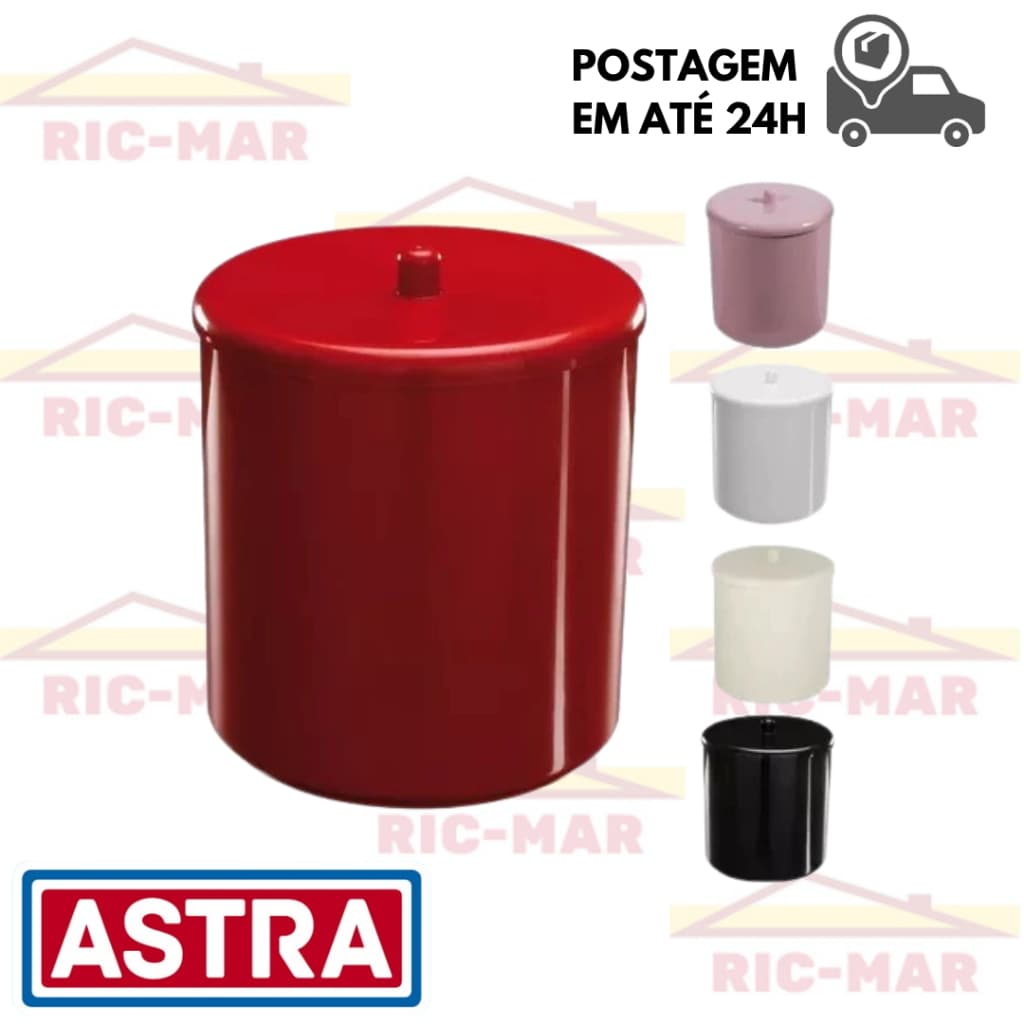 Cesto Multiuso Astra 6 Litros com Tampa - Branco Preto ou Bordo