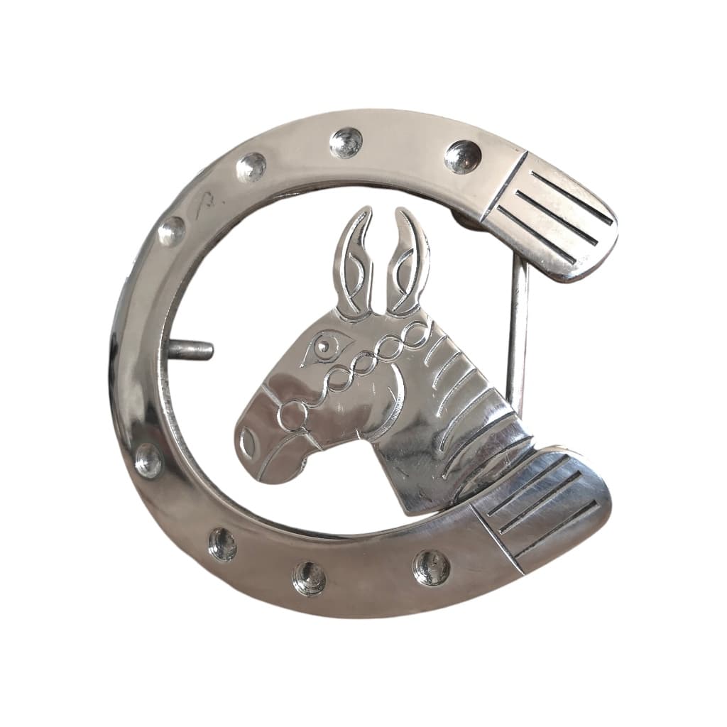 Fivela Para Correia Country Inox Antiferrugem Com Mula Entalhada Ferradura
