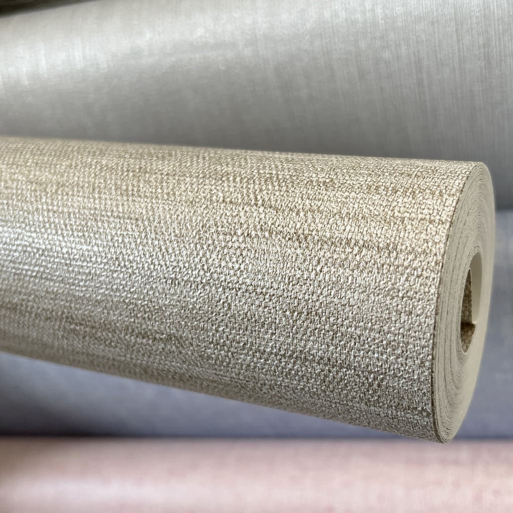Papel de Parede Importado Textura Linho Bege Alto Relevo - Rolo 10m x 53cm -  (5,3m²) Cola Inclusa - Vinílico
