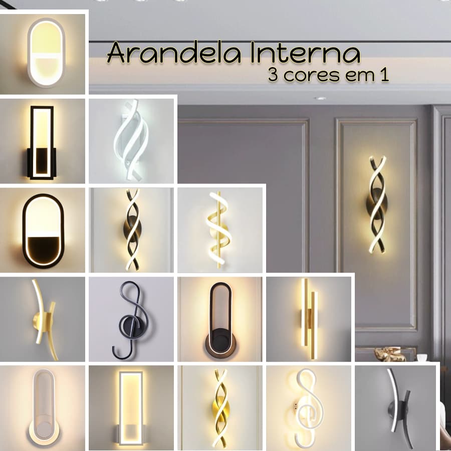Arandela Interna, Luminária De Parede, Vários Modelos, Led