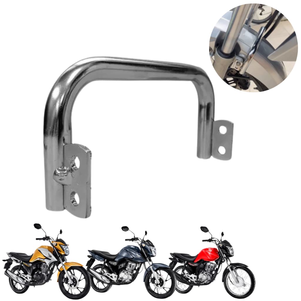 Barra Estabilizadora Paralama Titan Fan Start 150/160 2014/2024 Cromada Preta Estabilidade Moto