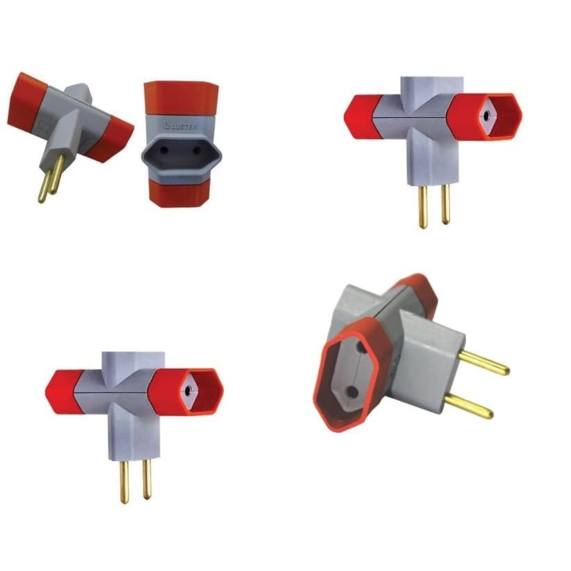 V-144 PLUG 3 SAIDAS 2P 10A NBR BRANCO/CINZA