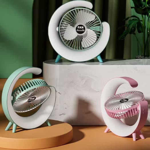 Ventilador de Mesa Silencioso Portátil Colorido RGB Desktopfan Vento Fresco Idali Life
