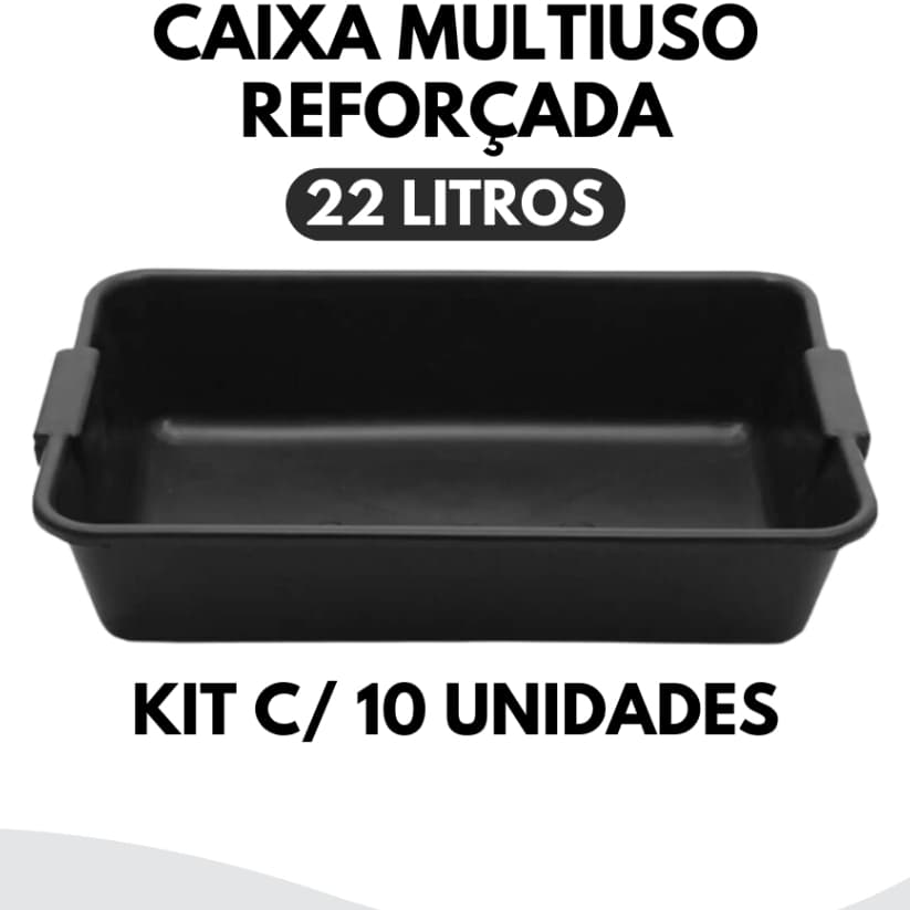 Kit 10 Caixa Plástica 22lts Multiuso obra Super arrasador