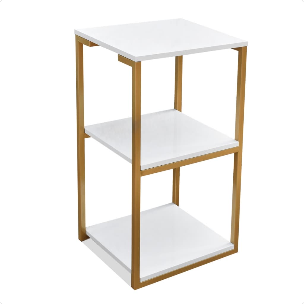 Prateleira Industrial de Chão Ferro Aço Dourado e Branco