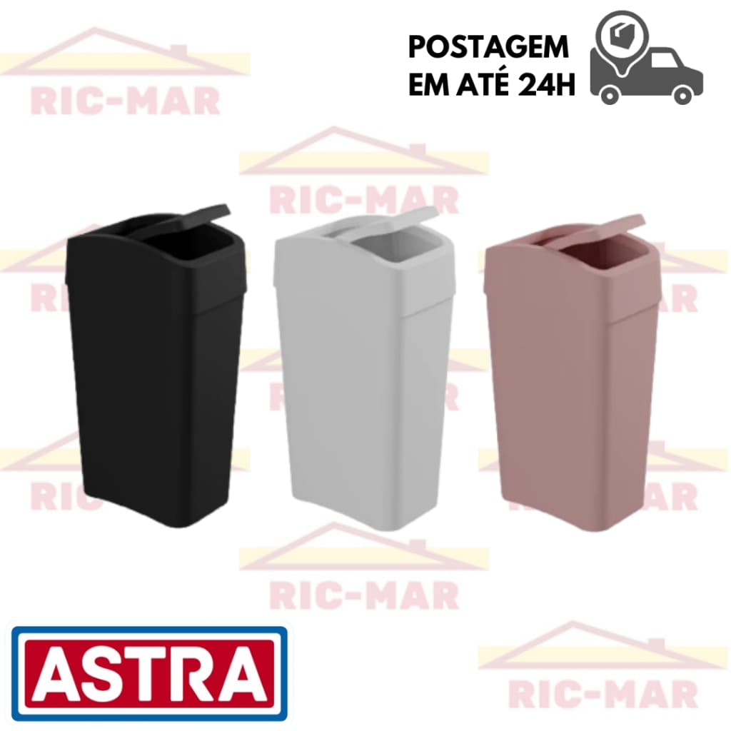 Lixeira com Tampa Basculante Astra 8 Litros.