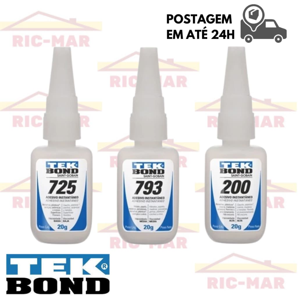 Cola Adesivo Instantânea Super Cola Tekbond 200 , 725 ou 793