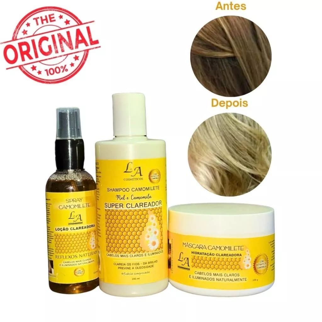 Kit Camomilete Super Clareador Mel e Extrato de Camomila L&A Cosméticos 2x300g 1x120ml