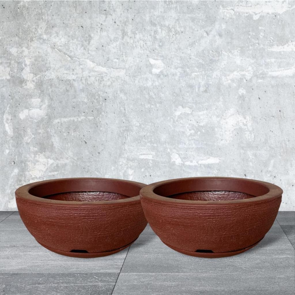 Kit 2 Vasos Bacias Polietileno Para Plantas N2 (34x13) Escovada Decorativo Rosa do Deserto
