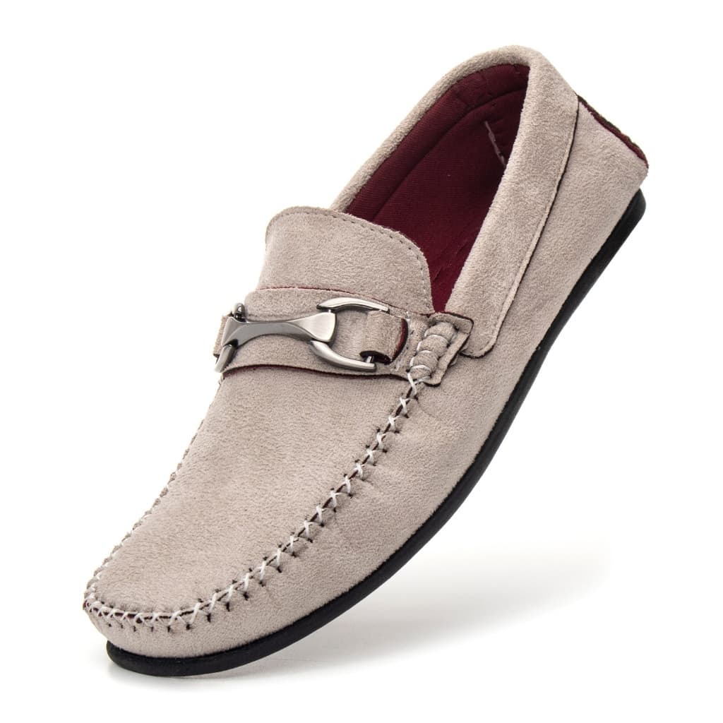 Mocassim Masculino em Camurça Com Bico Quadrado Feito A Mão Lançamento