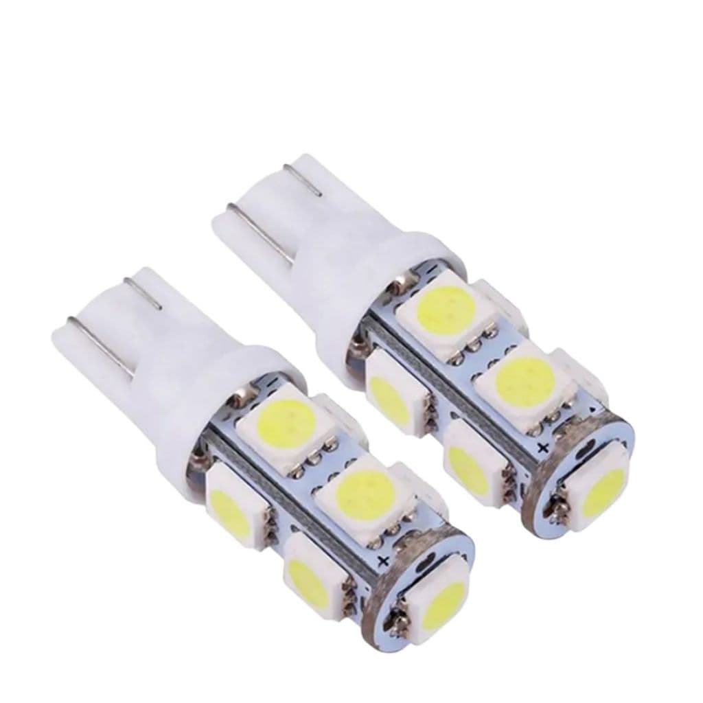 Par Lâmpada Pingo de Led T10 9 leds 24v Super Branca automotiva teto placa farolete caminhão