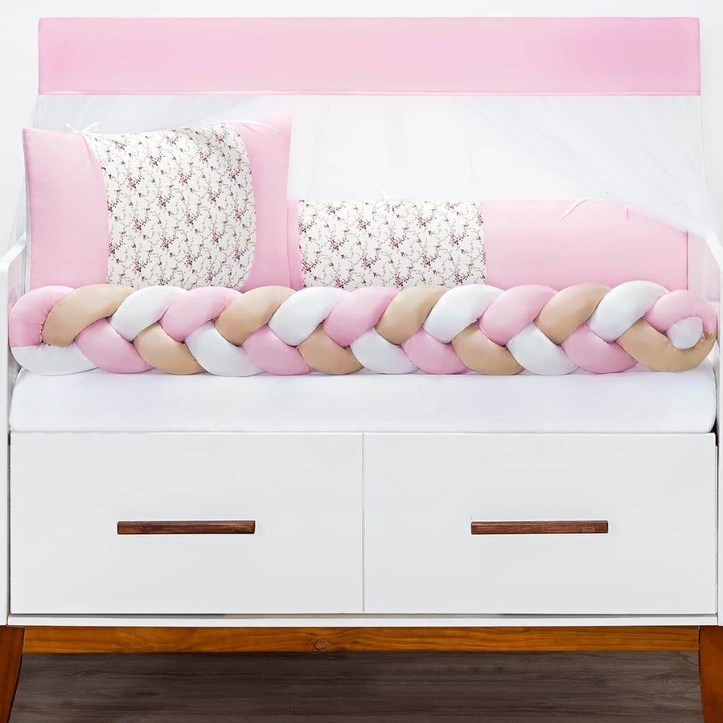 Kit Berço Fofuxo Slim Floral Rosa 6 Peças Menina Padrão Americano