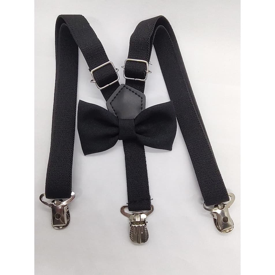 Kit Suspensório Gravata Adulto Preto -  Cores Diversas - Noivo Padrinho