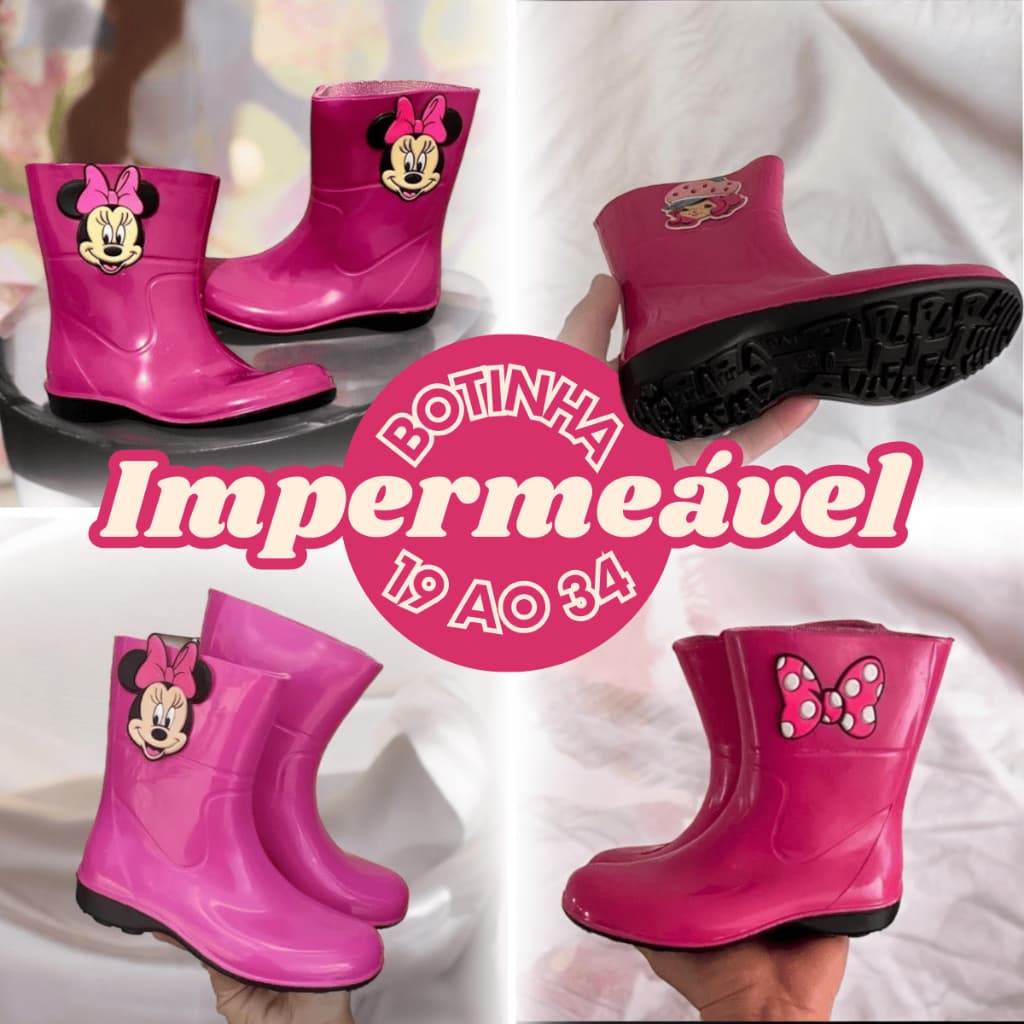 Botinha Bota Galocha Feminina Bota Infantil Menina Impermeável Delicada 19 ao 34 confortável